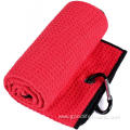 Portable polyester Tri-fold golf towel with grommet hook